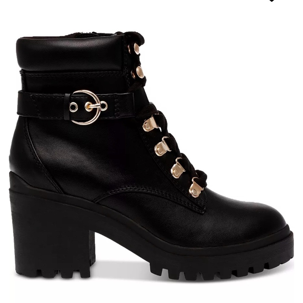 NEW Wild Pair Black Bridgitt lace up lug sole booties Sz 5